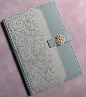 A5 notebook with multilayers of patched PU + metal tab closure